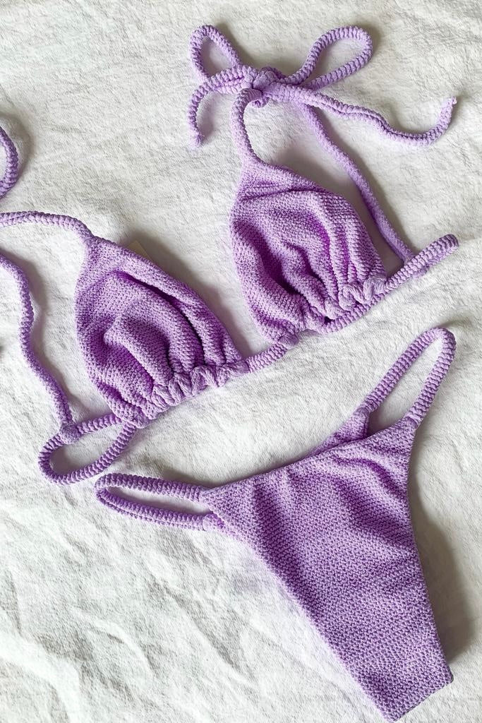 Textured Shoulder Tie Top, Lilac