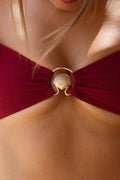 Textured Bandeau Tie Top, Bordeaux