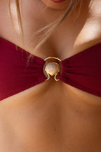 Textured Bandeau Tie Top, Bordeaux