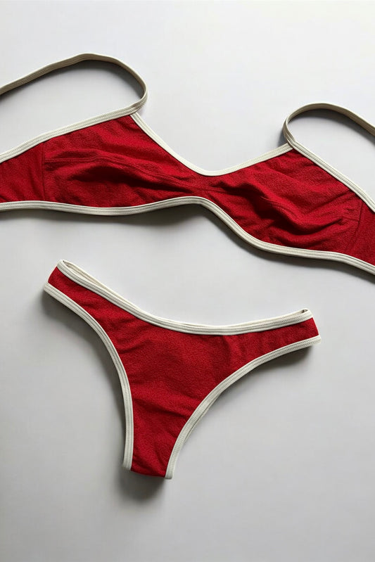 Textured Bralette Top, Red