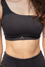 One Shoulder Ribbed Top, Black