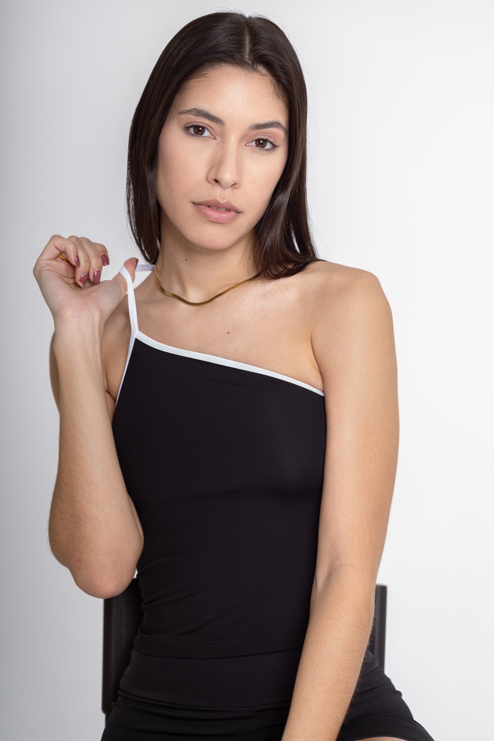 One Shoulder Tank Top, Contrast